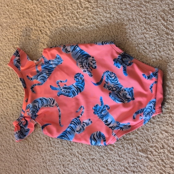 Tea Pink With Blue Tiger One Piece Swimsuit Size 2T - Picture 7 of 8